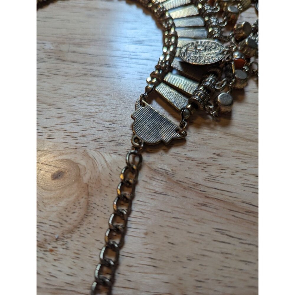 Statement piece Cleopatra style coin necklace Republic of france burnished gold - Picture 10 of 11